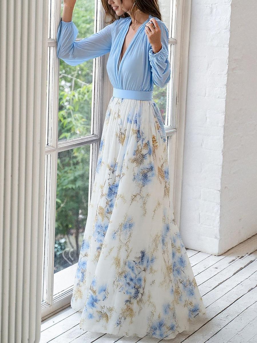 Rylia™ | Maxi suknelė su elegantiškų gėlių motyvu