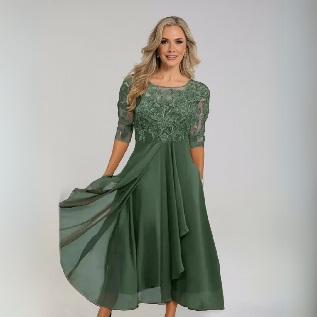 Tereza | Elegantiška nėrinėta suknelė 