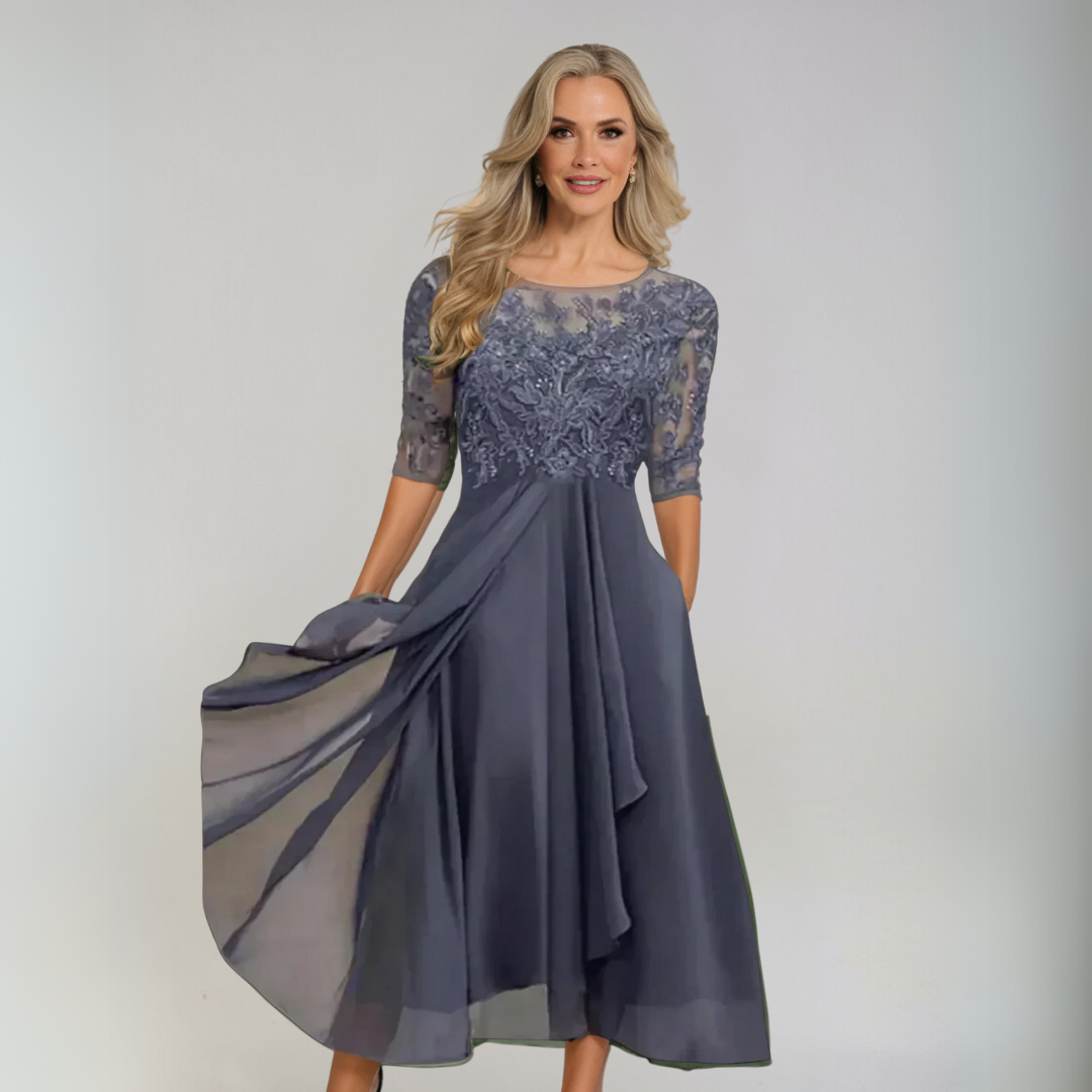 Tereza | Elegantiška nėrinėta suknelė 